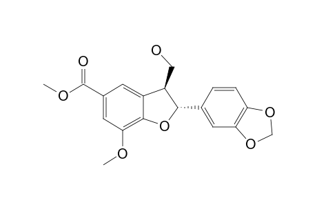 TOONIN-C;(7S,8R)-7,8-DIHYDRO-8-(HYDROXYMETHYL)-3'-METHOXY-7-[3,4-(METHYLENEDIOXY)-PHENYL]-BENZOFURAN-1'-CARBOXYLIC-ACID-METHYLESTER