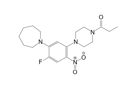 1H-azepine, 1-[2-fluoro-4-nitro-5-[4-(1-oxopropyl)-1-piperazinyl]phenyl]hexahydro-
