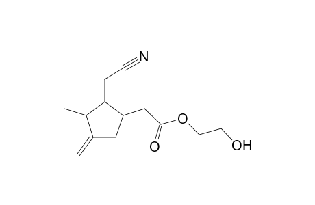 Cyclopentaneacetic acid, 2-(cyanomethyl)-2-methyl-3-methylene-, 2-hydroxyethyl ester, (1R-trans)-