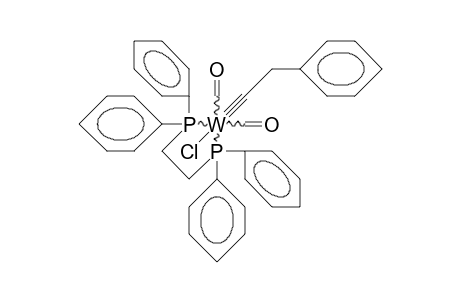 2-Phenyl-ethylidyne-chloro-(1,2-diphenylphosphino-ethylene) tungsten dicarbonyl