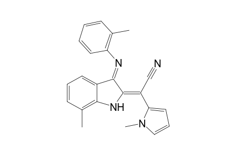 (E)-2-[1-Cyano-1-[2-(N-methylpyrrolyl]methylidene]-7-methyl-3-(2-tolyl)imino-2,3-dihydro-1H-indole