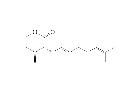 2H-Pyran-2-one, 3-(3,7-dimethyl-2,6-octadienyl)tetrahydro-4-methyl-, [3R-[3.alpha.(E),4.beta.]]-