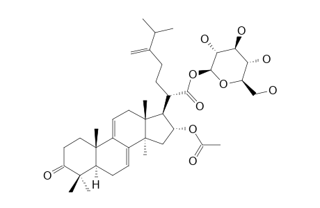 DAEDALEASIDE_B;16-ALPHA-ACETOXY-24-METHYLENE-3-OXOLANOSTA-7,9(11)-DIEN-21-OIC_ACID_21-O-BETA-D-GLUCOPYRANOSIDE