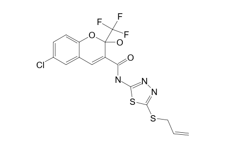 6-CHLORO-2-HYDROXY-2-TRIFLUOROMETHYL-2H-CHROMENE-3-CARBOXYLIC-ACID-5-(ALLYLSULFANYL-[1,3,4]-THIADIAZOL-2-YL)-AMIDE