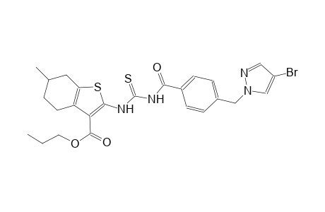 propyl 2-{[({4-[(4-bromo-1H-pyrazol-1-yl)methyl]benzoyl}amino)carbothioyl]amino}-6-methyl-4,5,6,7-tetrahydro-1-benzothiophene-3-carboxylate