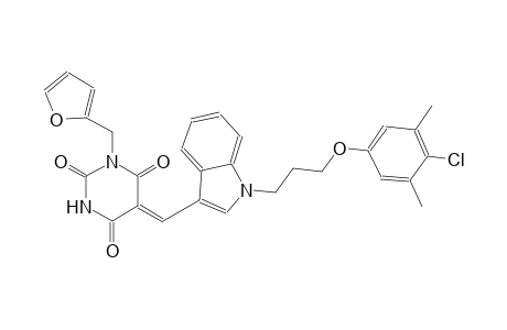 (5Z)-5-({1-[3-(4-chloro-3,5-dimethylphenoxy)propyl]-1H-indol-3-yl}methylene)-1-(2-furylmethyl)-2,4,6(1H,3H,5H)-pyrimidinetrione