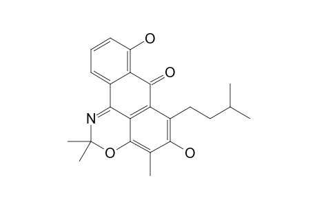 5,8-DIHYDROXY-6-ISOPENTYL-2,2,4-TRIMETHYLANTHRA-[9.1-DE]-[1.3]-OXAZIN-7-(2-H)-ONE