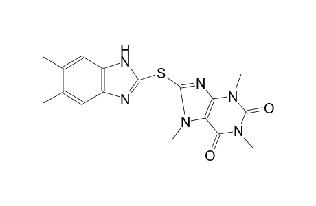 8-[(5,6-dimethyl-1H-benzimidazol-2-yl)sulfanyl]-1,3,7-trimethyl-3,7-dihydro-1H-purine-2,6-dione