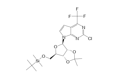 2-CHLORO-7-[5-O-(TERT.-BUTYLDIMETHYLSILYL)-2,3-O-(1-METHYLETHYLIDEN)-BETA-D-RIBOFURANOSYL]-4-TRIFLUOROMETHYL-PYRROLO-[2,3-D]-PYRIMIDINE