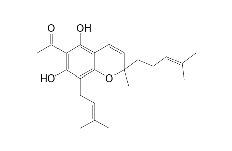6-Acetyl-2-methyl-2-(4-methylpent-3-en-1-yl)-8-(3-methylbut2-en-1-yl)-5,7-dihydroxybenzopyran