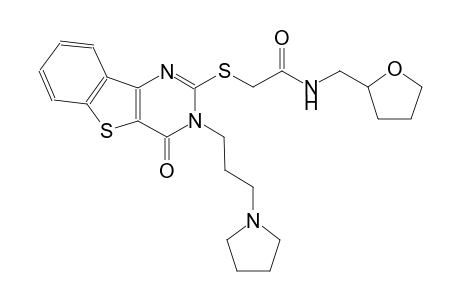 2-({4-oxo-3-[3-(1-pyrrolidinyl)propyl]-3,4-dihydro[1]benzothieno[3,2-d]pyrimidin-2-yl}sulfanyl)-N-(tetrahydro-2-furanylmethyl)acetamide