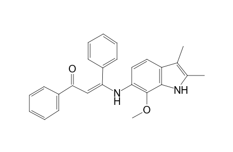 (E)-3-[(7-methoxy-2,3-dimethyl-1H-indol-6-yl)amino]-1,3-diphenyl-2-propen-1-one