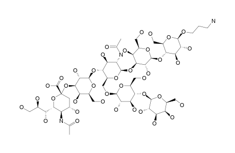 #1;3-AMINOPROPYL-O-5-(N-ACETAMIDO)-3,5-DIDEOXY-D-GYCERO-ALPHA-D-GALACTONON-2-ULOPYRANOSYL]-(2->3)-O-(BETA-D-GLUCOPYRANOSYL)-(1->4)-O-[(BETA-D-GLUCOPYRANOSYL)-(