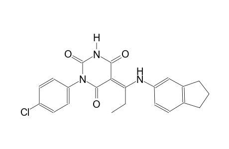 (5E)-1-(4-chlorophenyl)-5-[1-(2,3-dihydro-1H-inden-5-ylamino)propylidene]-2,4,6(1H,3H,5H)-pyrimidinetrione