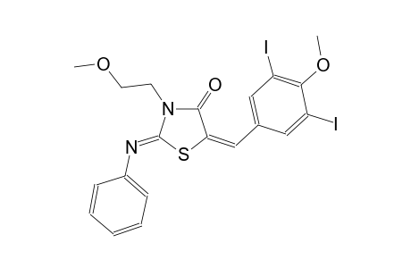 (2Z,5E)-5-(3,5-diiodo-4-methoxybenzylidene)-3-(2-methoxyethyl)-2-(phenylimino)-1,3-thiazolidin-4-one