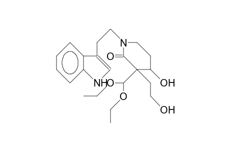 (.+-.)-3-Diethoxymethyl-4-hydroxy-3-(2-hydroxy-ethyl)-1-(2-<indol-3-yl>-ethyl)-3,4,5,6-tetrahydro-pyridin-2(1H)-one