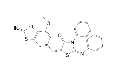 4-thiazolidinone, 5-[(2-imino-7-methoxy-1,3-benzoxathiol-5-yl)methylene]-3-phenyl-2-(phenylimino)-, (2E,5E)-