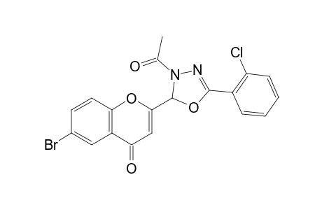 2-(3-acetyl-5-(2-chlorophenyl)-2,3-dihydro-1,3,4-oxadiazol-2-yl)-6-bromo-4H-chromen-4-one