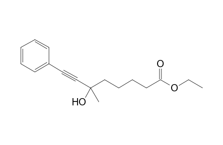 6-Hydroxy-6-methyl-8-phenyl-7-octynoic acid ethyl ester