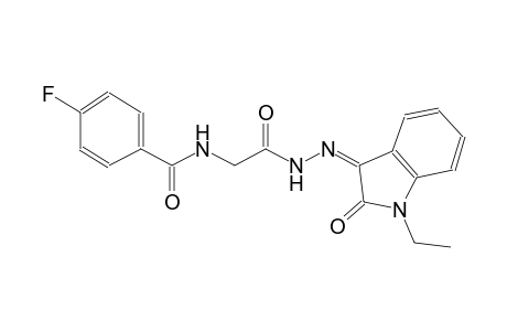 N-{2-[(2Z)-2-(1-ethyl-2-oxo-1,2-dihydro-3H-indol-3-ylidene)hydrazino]-2-oxoethyl}-4-fluorobenzamide