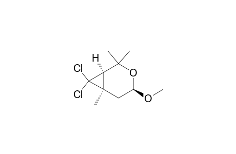3-Oxabicyclo[4.1.0]heptane, 7,7-dichloro-4-methoxy-2,2,6-trimethyl-, (1.alpha.,4.beta.,6.alpha.)-(.+-.)-