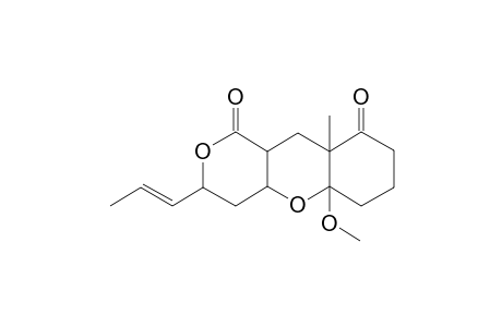 Pyrano[4,3-b]benzopyran-1,9-dione, 5a-methoxy-9a-methyl-3-(1-propenyl)perhydro-