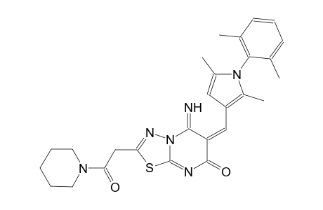 (6E)-6-{[1-(2,6-dimethylphenyl)-2,5-dimethyl-1H-pyrrol-3-yl]methylene}-5-imino-2-[2-oxo-2-(1-piperidinyl)ethyl]-5,6-dihydro-7H-[1,3,4]thiadiazolo[3,2-a]pyrimidin-7-one