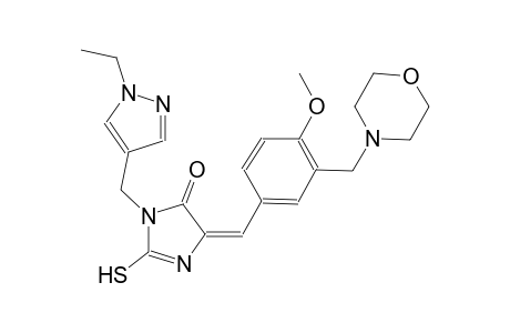(5E)-3-[(1-ethyl-1H-pyrazol-4-yl)methyl]-5-[4-methoxy-3-(4-morpholinylmethyl)benzylidene]-2-sulfanyl-3,5-dihydro-4H-imidazol-4-one