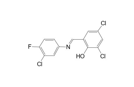 2,4-Dichloro-6-{[(3-chloro-4-fluorophenyl)imino]methyl}phenol