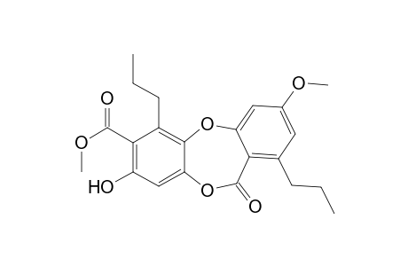 11H-Dibenzo[b,e][1,4]dioxepin-7-carboxylic acid, 8-hydroxy-3-methoxy-11-oxo-1,6-dipropyl-, methyl ester