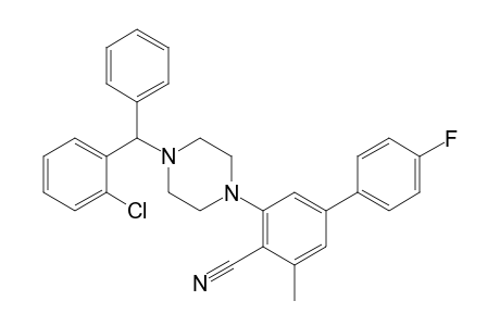 4-(4-Fluorophenyl)-2-methyl-6-[4-[(2-chlorophenyl)(phenyl)methyl]piperazin-1-yl]benzonitrile