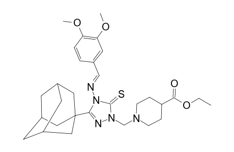 5-(1-ADAMANTYL)-4-(3,4-DIMETHOXYBENZYLIDENEAMINO)-2-(4-ETHOXYCARBONYL-1-PIPERIDYLMETHYL)-1,2,4-TRIAZOLINE-3-THIONE