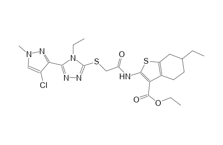 ethyl 2-[({[5-(4-chloro-1-methyl-1H-pyrazol-3-yl)-4-ethyl-4H-1,2,4-triazol-3-yl]sulfanyl}acetyl)amino]-6-ethyl-4,5,6,7-tetrahydro-1-benzothiophene-3-carboxylate