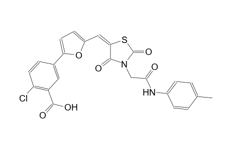 2-chloro-5-[5-((E)-{2,4-dioxo-3-[2-oxo-2-(4-toluidino)ethyl]-1,3-thiazolidin-5-ylidene}methyl)-2-furyl]benzoic acid