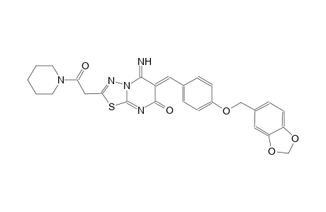 (6Z)-6-[4-(1,3-benzodioxol-5-ylmethoxy)benzylidene]-5-imino-2-[2-oxo-2-(1-piperidinyl)ethyl]-5,6-dihydro-7H-[1,3,4]thiadiazolo[3,2-a]pyrimidin-7-one