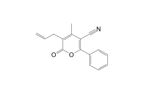 4-Methyl-6-oxidanylidene-2-phenyl-5-prop-2-enyl-pyran-3-carbonitrile