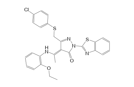 (4E)-2-(1,3-benzothiazol-2-yl)-5-{[(4-chlorophenyl)sulfanyl]methyl}-4-[1-(2-ethoxyanilino)ethylidene]-2,4-dihydro-3H-pyrazol-3-one
