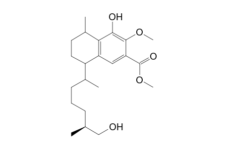 2-Naphthalenecarboxylic acid, 5,6,7,8-tetrahydro-4-hydroxy-8-(6-hydroxy-1,5-dimethylhexyl)-3-methox y-5-methyl-, methyl ester, [5R-[5.alpha.,8.beta.(1S*,5S*)]]-