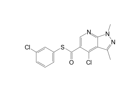 4-chloro-1,3-dimethyl-1H-pyrazolo[3,4-b]pyridine-5-carbothioic acid, S-(m-chlorophenyl)ester