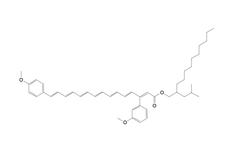 Mixture of 2-(9-me-decyl)-5-pentyl- and 2-decyl-5-(4-me-pentyl)-3-meo-phenyl 15-(4-meo-phenyl)-2,4,6,8,10,12,14-pentadecaheptaencarboxylates