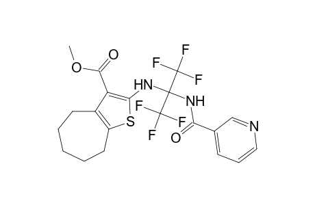 2-[[1,1,1,3,3,3-hexafluoro-2-[[oxo(3-pyridinyl)methyl]amino]propan-2-yl]amino]-5,6,7,8-tetrahydro-4H-cyclohepta[b]thiophene-3-carboxylic acid methyl ester