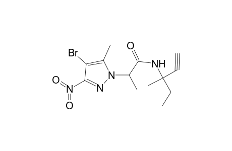 2-(4-bromanyl-5-methyl-3-nitro-pyrazol-1-yl)-N-(3-methylpent-1-yn-3-yl)propanamide