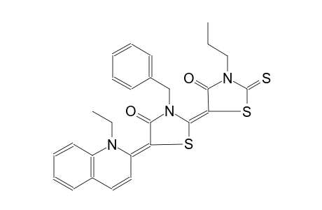 4-thiazolidinone, 5-(1-ethyl-2(1H)-quinolinylidene)-2-(4-oxo-3-propyl-2-thioxo-5-thiazolidinylidene)-3-(phenylmethyl)-, (2Z,5E)-
