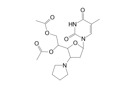 1-(5,6-Di-O-acetyl-2,3-dideoxy-3-pyrrolidino-.beta.,D-ribo-hexofuranosyl)thymine