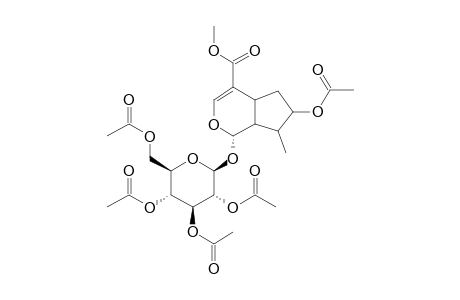 Cyclopenta[C]pyran-4-carboxylic acid, 1-(.beta.-D-glucopyranosyloxy)-1,4A,5,6,7,7A-hexahydro-6-hydroxy-7-methyl-, methyl ester, (1S)- , pentaacetate