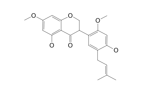 ERYPOEGIN-D;5,4'-DIHYDROXY-7,2'-DIMETHOXY-5'-(GAMMA,GAMMA-DIMETHYLALLYL)-ISOFLAVANONE