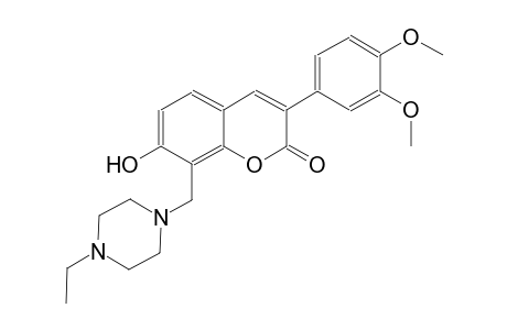 2H-1-benzopyran-2-one, 3-(3,4-dimethoxyphenyl)-8-[(4-ethyl-1-piperazinyl)methyl]-7-hydroxy-