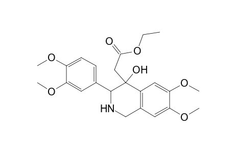 4-Isoquinolineacetic acid, 3-(3,4-dimethoxyphenyl)-1,2,3,4-tetrahydro-4-hydroxy-6,7-dimethoxy-, ethyl ester, cis-(.+-.)-