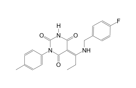 (5E)-5-{1-[(4-fluorobenzyl)amino]propylidene}-1-(4-methylphenyl)-2,4,6(1H,3H,5H)-pyrimidinetrione