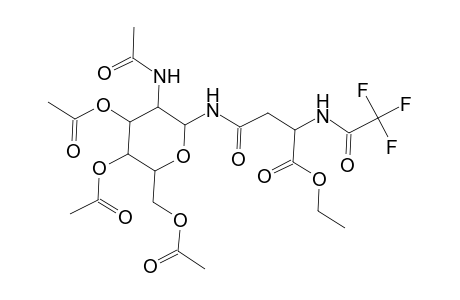 Asparagine, N-(2-acetamido-2-deoxy-.beta.-D-glucopyranosyl)-N2-(trifluoroacetyl)-, ethyl ester, 3',4',6'-triacetate, L-